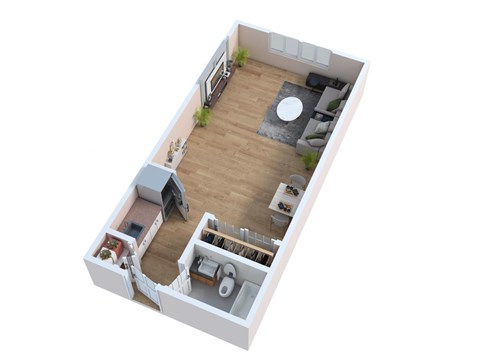 Floor plan for studio, 1 bath, 350 sqft